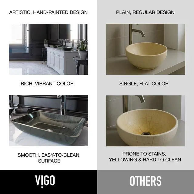 Alt view image 3 of 6 - Donatello 18"L x 13"W x 4"H Over the Counter Glass Rectangular Vessel Bathroom Sink in Gray Onyx -VG07084