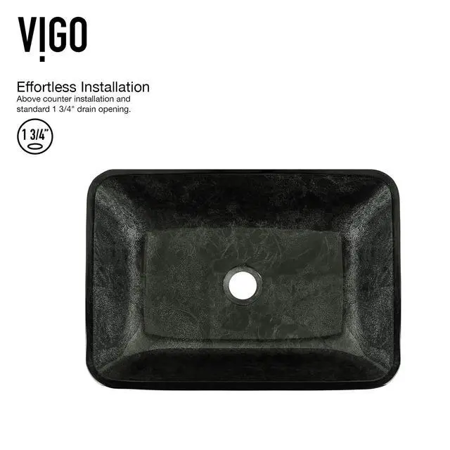 Alt view image 5 of 6 - Donatello 18"L x 13"W x 4"H Over the Counter Glass Rectangular Vessel Bathroom Sink in Gray Onyx -VG07084