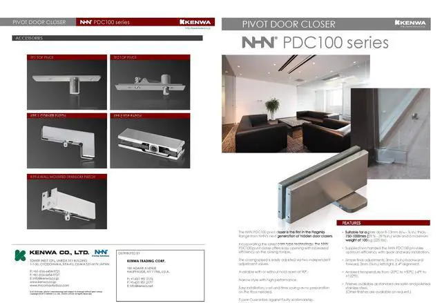 Alt view image 6 of 6 - Hydraulic Self Closing Pivot Door Closer (Non Hold Open) for Glass Door + Top Patch + Top Pivot, No Floor Digging, Polished Stainless Steel
