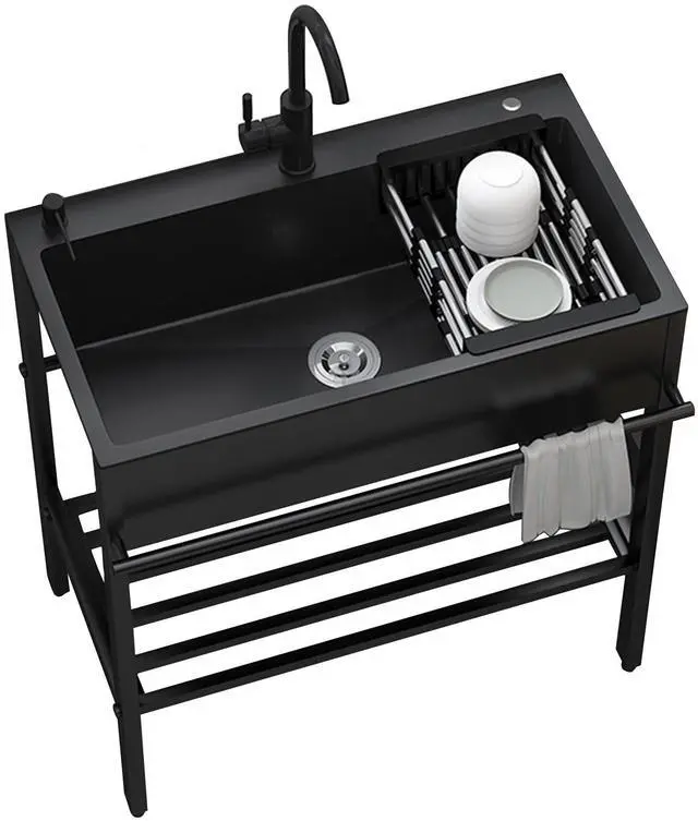Main image of Stainless Steel Utility Sinks,31.5x17.7x33.9" Laundry Sinks Utility Tubs with Cold and Hot Water Faucet,Drain Kit,Free Standing Kitchen Sink Cabinet for a laundry room,Outdoor,Garage,Bathroom