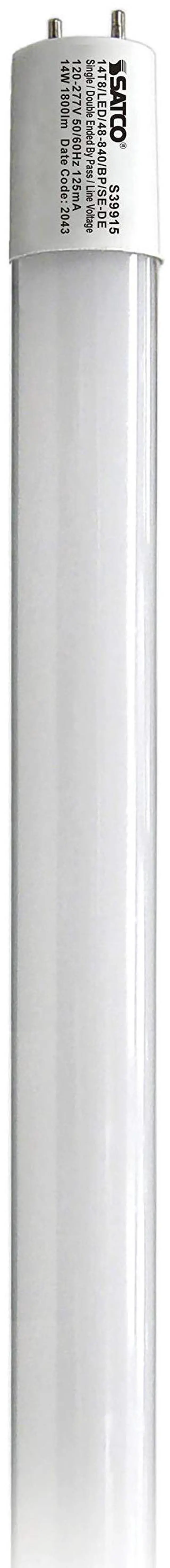 Main image of (25 Pack Tube Lighting, Part Number S39915;14 Watt T8 LED; 4Ft; 4000K; Medium Bi Pin Base; 50000 Average Rated Hours; 1800 Lumens; Type B; Ballast Bypass; Single or Double Ended Wiring