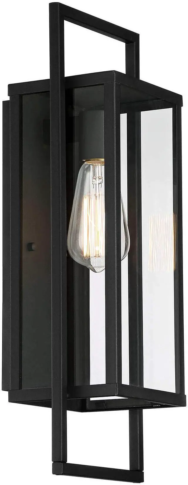 Alt view image 5 of 6 - Jericho 19" High Black Modern Industrial Outdoor Wall Light Fixture | Textured Metal Clear Glass Panel for Exterior House Porch Patio Outside Deck Garage Yard Front Door Garden Home