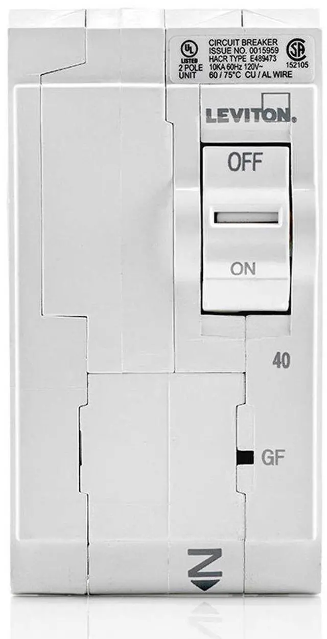 Main image of LB240-GF 40A 2-Pole Plug-On GFCI Branch Circuit Breaker, Hydraulic Magnetic, 120/240 VAC, White
