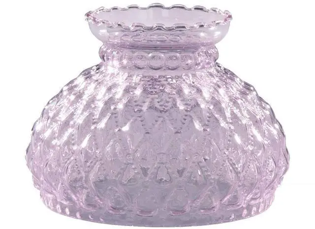 Main image of ® 7 Inch Fitter Pink Diamond Quilted Pattern Glass Student Shade with Crimped Top Design and 5 1/2 inch Height for Vintage and Antique Style Globes