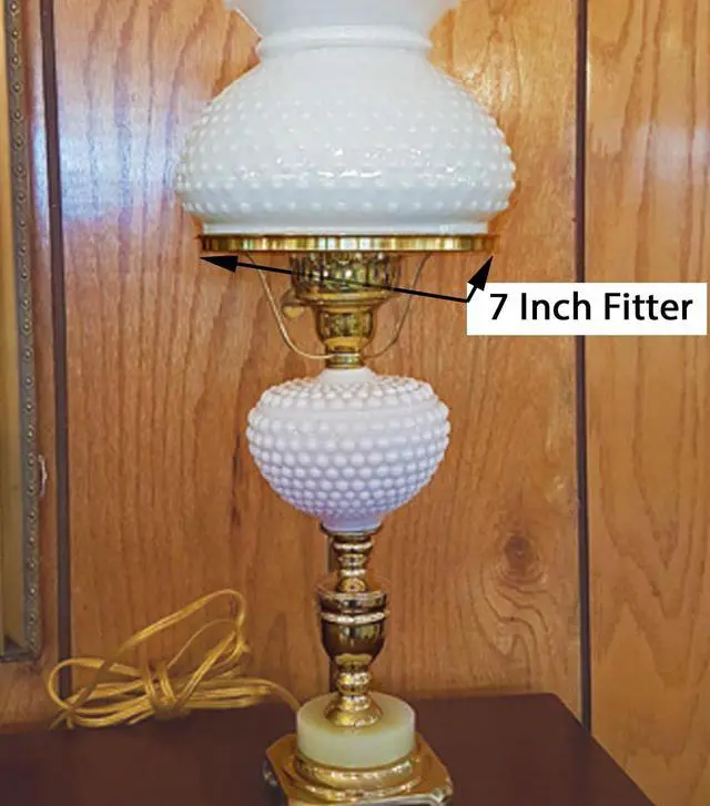 Alt view image 2 of 4 - ® 7 Inch Fitter Pink Diamond Quilted Pattern Glass Student Shade with Crimped Top Design and 5 1/2 inch Height for Vintage and Antique Style Globes