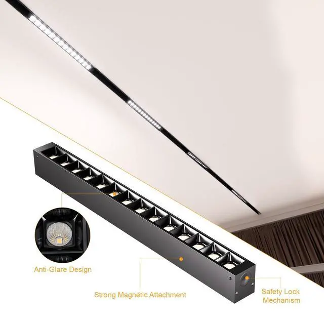 Alt view image 3 of 6 - 4-Pack Grille Spotlight Magnetic Track Head, 24V 15W CCT Lighting | Dimmable LED Lamp for Track Lighting with APP Remote Control, Adjustable Bright CCT 3000K-6000K, ETL Certified Ceiling Light