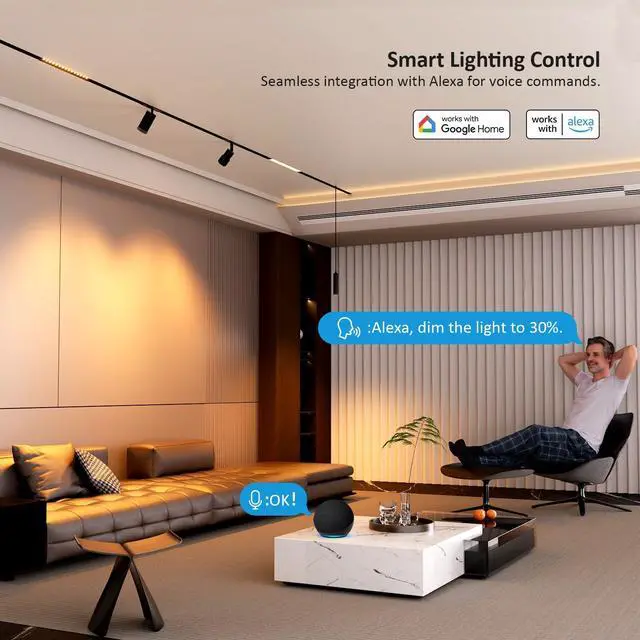 Alt view image 4 of 6 - 4-Pack Grille Spotlight Magnetic Track Head, 24V 15W CCT Lighting | Dimmable LED Lamp for Track Lighting with APP Remote Control, Adjustable Bright CCT 3000K-6000K, ETL Certified Ceiling Light