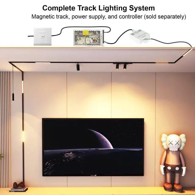 Alt view image 5 of 6 - 4-Pack Grille Spotlight Magnetic Track Head, 24V 15W CCT Lighting | Dimmable LED Lamp for Track Lighting with APP Remote Control, Adjustable Bright CCT 3000K-6000K, ETL Certified Ceiling Light