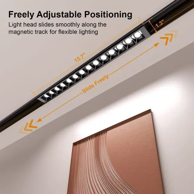 Alt view image 6 of 6 - 4-Pack Grille Spotlight Magnetic Track Head, 24V 15W CCT Lighting | Dimmable LED Lamp for Track Lighting with APP Remote Control, Adjustable Bright CCT 3000K-6000K, ETL Certified Ceiling Light