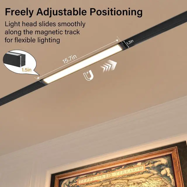 Alt view image 3 of 6 - 4-Pack Magnetic Floodlight Track Lighting Head, 15W Linear Light | LED Lamp for Track Light, Dimmable Linear Light with APP Remote Control, CCT 3000K-6000K, ETL Certified Ceiling Lighting