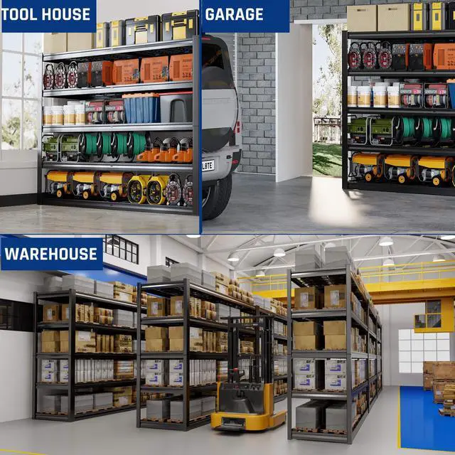 Alt view image 6 of 6 - 67" Wide 5-Tier Garage Shelving Unit, 67" W x 24" D x 84" H, Heavy Duty Garage Storage Shelves,3500 LBS Capacity, Industrial Adjustable Shelves for Basement Warehouse