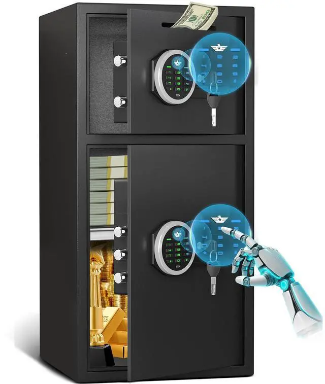 Main image of 6.0 Cu ft Safe, Large Double Door Safe Box with Deposit Slot | Fireproof Waterproof Security Safe with LED Light, Dual Alarm System, Digital Cabinet with Adjustable Shelf for Documents