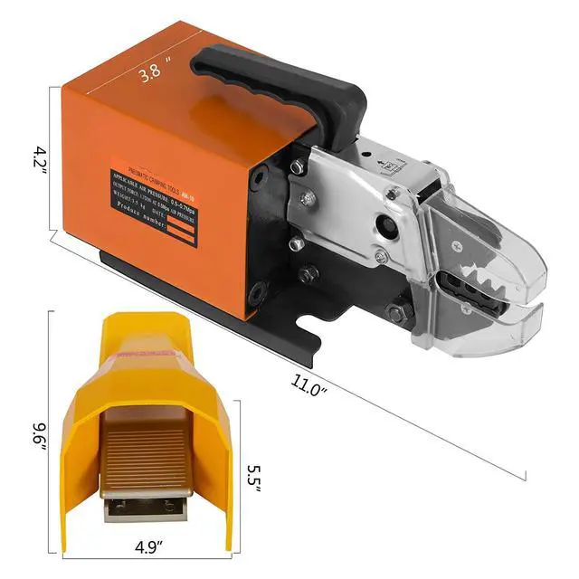 Alt view image 3 of 6 - Pneumatic Crimping Tool Am-10, Air Powered Wire Terminal Crimping Machine Crimping Up To 16mm2, Pneumatic Crimper Plier Machine with 10 Sets Of Dies for Many Kinds of Terminals