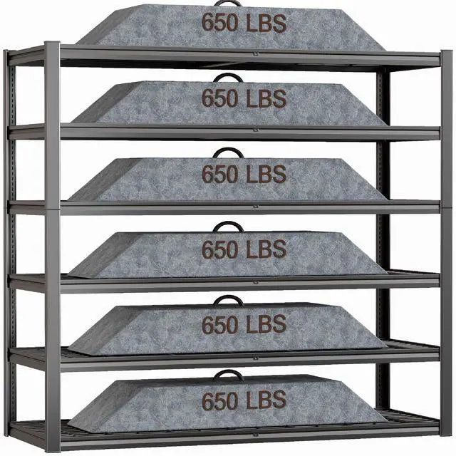 Alt view image 3 of 6 - 64" Wide 6-Tier Garage Shelving Unit, 64" W x 24" D x 84" H, Heavy Duty Garage Storage Shelves,3900 LBS Capacity, Industrial Adjustable Shelves for Basement Warehouse