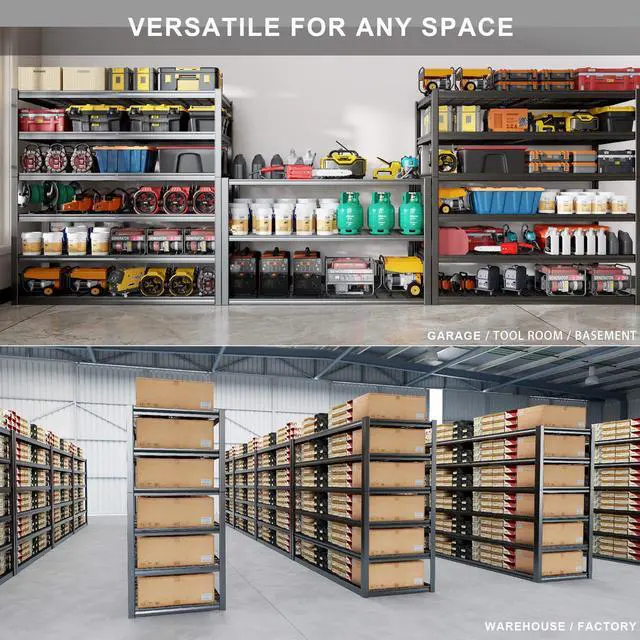 Alt view image 6 of 6 - 64" Wide 6-Tier Garage Shelving Unit, 64" W x 24" D x 84" H, Heavy Duty Garage Storage Shelves,3900 LBS Capacity, Industrial Adjustable Shelves for Basement Warehouse