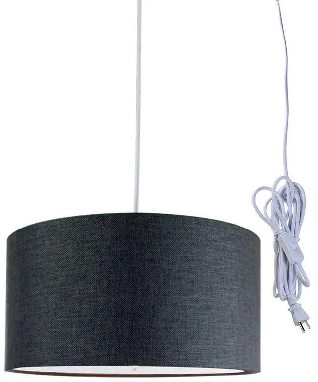 Main image of 2 Light Swag Plug-in Pendant 16" w Granite Gray with Diffuser, White Cord