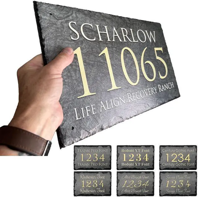 Main image of Sassy Squirrel Fully Customizable Slate Home Address Plaque (16"x10")