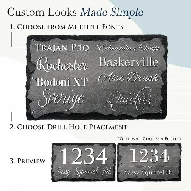 Alt view image 2 of 6 - Sassy Squirrel Fully Customizable Slate Home Address Plaque (16"x10")