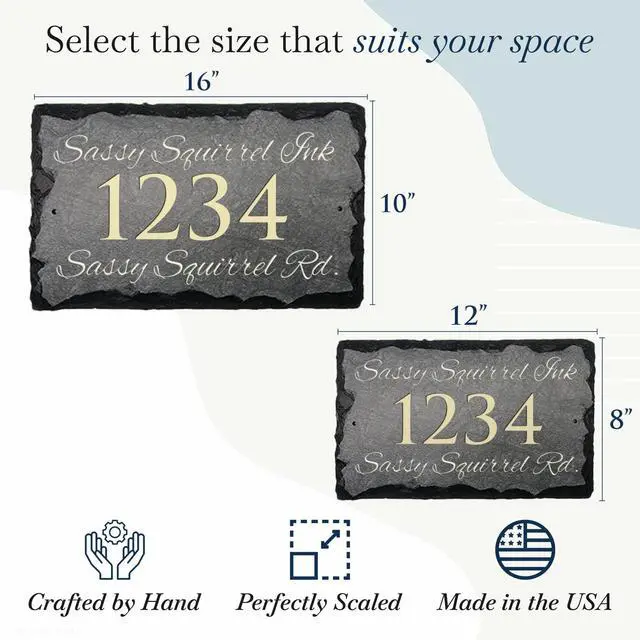 Alt view image 4 of 6 - Sassy Squirrel Fully Customizable Slate Home Address Plaque (16"x10")
