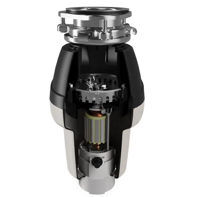 Alt view image 2 of 6 - 1/2 HP Garbage Disposal with Power Cord Quiet Continuous Feed Kitchen Sink Disposal, 3800 RPM Stainless Steel Grinding Chamber, Anti-Jam Technology, Easy 3-Bolt Mount, Compact Design