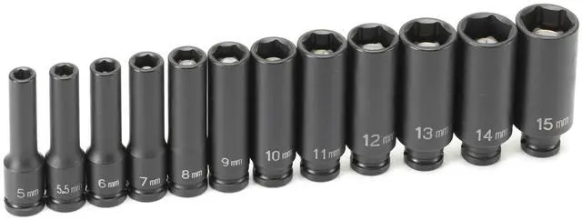 Main image of (9712MDG) 1/4" Drive 12-Piece Deep Metric Magnetic Impact Socket Set