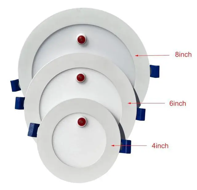 Alt view image 2 of 6 - LED Slim Downlight, Emergency Battery Backup, Dimmable 8in | Recessed Ceiling Light, 27, 30, 35, 40, 50K CCT Selectable, Ultra Thin Round Ceiling Fixture, Home & Commercial Use, 120V