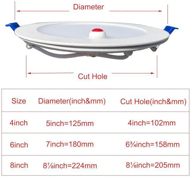 Alt view image 5 of 6 - LED Slim Downlight, Emergency Battery Backup, Dimmable 8in | Recessed Ceiling Light, 27, 30, 35, 40, 50K CCT Selectable, Ultra Thin Round Ceiling Fixture, Home & Commercial Use, 120V
