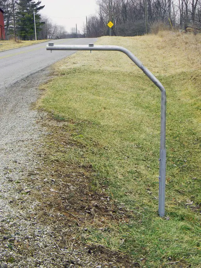 Main image of RTC SwingAway Mailbox Support, 36-inch arm, Galvanized Steel Mailbox Post Swings Away When Impacted