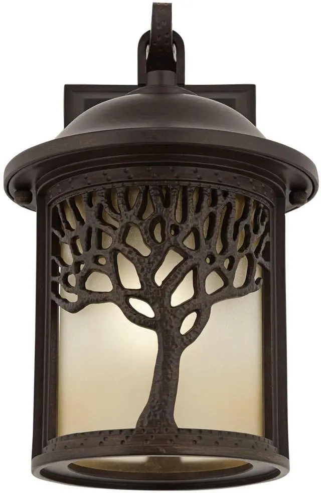 Alt view image 5 of 6 - Mission Tree 12 1/4" Bronze Rustic Outdoor Wall Light Fixture | Sconce Motif Amber Glass Lantern Decor Exterior House Porch Patio Outside Deck Garage Yard Front Door Garden Home