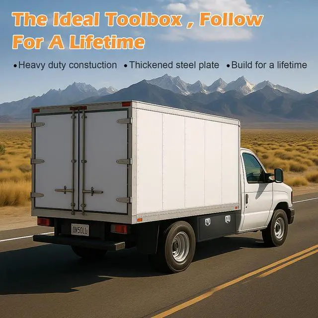 Alt view image 6 of 6 - Steel Underbody Truck Tool Box,36 Inch Heavy-Duty Job Box,Heavy Duty Storage Box with Lock and Keys,for Truck,Pickup,Trailers,Van,RV,Black Power coating,Best gift for family and friend