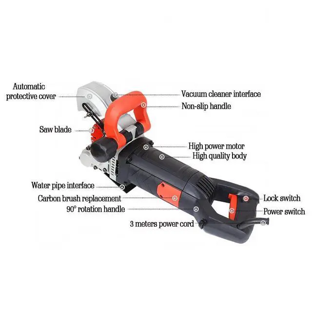 Alt view image 2 of 6 - Wall Groove Cutting Machine 110V 4800W 42MM Width/41MM Depth | with Carry Box,5 PCS Saw Blades, Wall Slotting Machine Electric Wall Chaser, For Brick Granite Marble Concrete