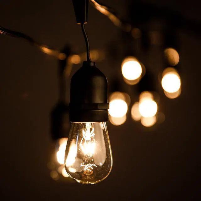 Alt view image 3 of 6 - E26 Outdoor Commercial String Lights with Suspended Socket, S14 Clear, 100 | (S14 11 Watt Bulbs, 100 Foot 50 Socket) For Weatherproof Heavy-Duty Vintage Outside Lighting
