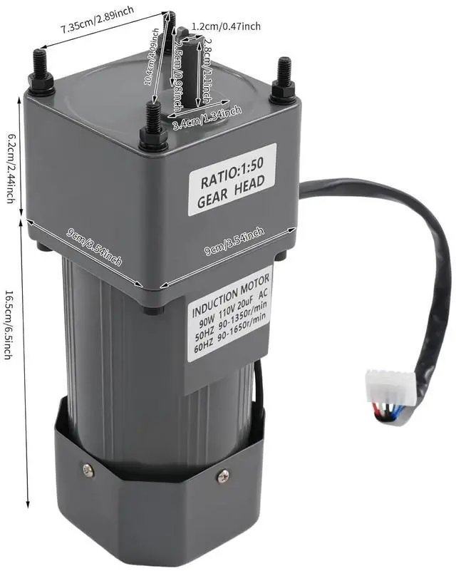 Alt view image 6 of 6 - 110V 90W 27RPM Ac Gear Motor Electric Single-Phase Motor with Variable Speed Adjustable Controller Governor Geared Motor and Adjustable Speed Controller Combo (50K)