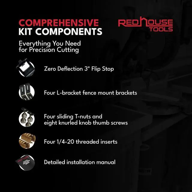 Alt view image 6 of 6 - RedHouse Tools Precision Miter Station Fence Kit, 24 or 36-Inch Adjustable T-Track System, Aluminum Construction (48")