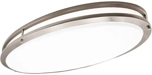 Main image of 32" Oval Satin Nickel Flush Mount Ceiling Light, 3 CCT, 5500 Lumens | Color Selectable 3000K/4000K/5000K, Dimmable, Flush Mount, Indoor Light