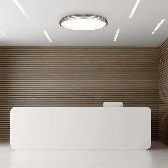 Alt view image 4 of 6 - 32" Oval Satin Nickel Flush Mount Ceiling Light, 3 CCT, 5500 Lumens | Color Selectable 3000K/4000K/5000K, Dimmable, Flush Mount, Indoor Light
