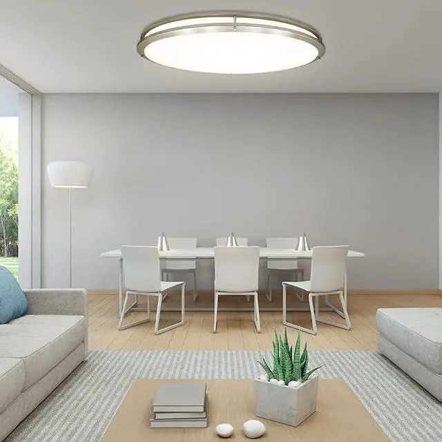 Alt view image 6 of 6 - 32" Oval Satin Nickel Flush Mount Ceiling Light, 3 CCT, 5500 Lumens | Color Selectable 3000K/4000K/5000K, Dimmable, Flush Mount, Indoor Light