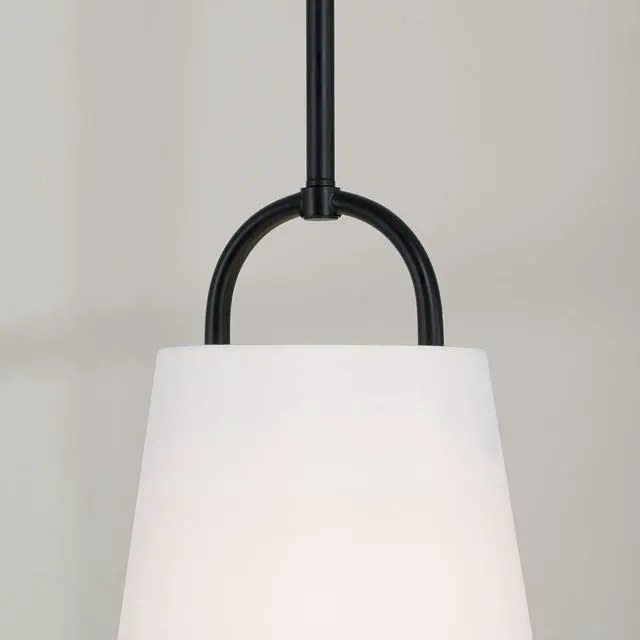 Alt view image 3 of 5 - 349411MB Brody Transitional Pendant Ceiling Light Fixture, 1-Light 100 Watt, 14"H x 10"W, Matte Black
