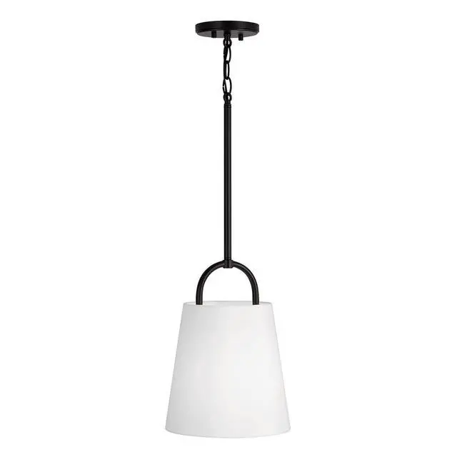 Alt view image 4 of 5 - 349411MB Brody Transitional Pendant Ceiling Light Fixture, 1-Light 100 Watt, 14"H x 10"W, Matte Black