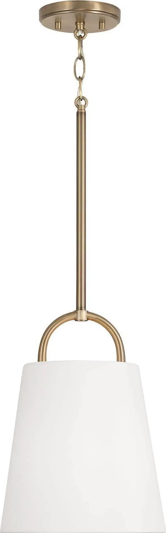 Main image of 349411AD Brody Transitional Pendant Ceiling Light Fixture, 1-Light 100 Watt, 14"H x 10"W, Aged Brass