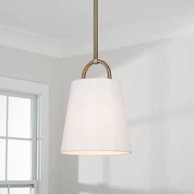 Alt view image 2 of 6 - 349411AD Brody Transitional Pendant Ceiling Light Fixture, 1-Light 100 Watt, 14"H x 10"W, Aged Brass