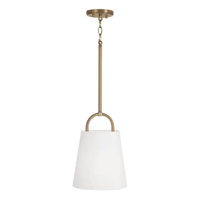 Alt view image 4 of 6 - 349411AD Brody Transitional Pendant Ceiling Light Fixture, 1-Light 100 Watt, 14"H x 10"W, Aged Brass