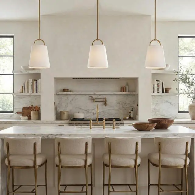 Alt view image 6 of 6 - 349411AD Brody Transitional Pendant Ceiling Light Fixture, 1-Light 100 Watt, 14"H x 10"W, Aged Brass