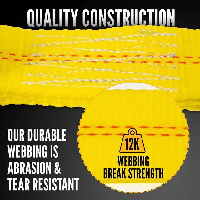 Alt view image 4 of 6 - Automotive Ratchet Strap with Snap Hook, 2 Inch Wide X 12 Foot Long, Yellow Ratchet Straps with Locking Hook, Case of 10