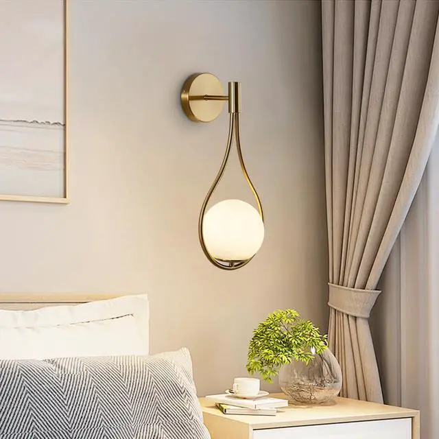 Alt view image 4 of 6 - Vintage Globe Glass Wall Light Set of 2 Modern Brass Wall Sconce Bathroom Vanity White Light Fixture Elegant Wall Mount Light Wall Lighting for Mirror Hallways