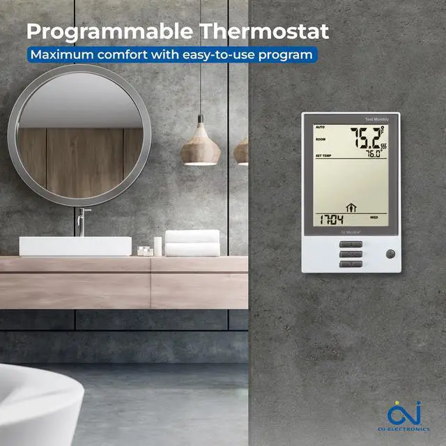 Alt view image 2 of 6 - Thermostat with Built-in GFCI. Programmable Dual Voltage, Dual Sensing, Electric Radiant Floor Heating Thermostat. Includes 2 Floor Sensors, Primary Plus a Backup - Model UDG-4999