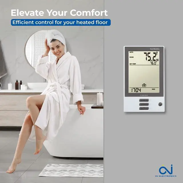Alt view image 3 of 6 - Thermostat with Built-in GFCI. Programmable Dual Voltage, Dual Sensing, Electric Radiant Floor Heating Thermostat. Includes 2 Floor Sensors, Primary Plus a Backup - Model UDG-4999
