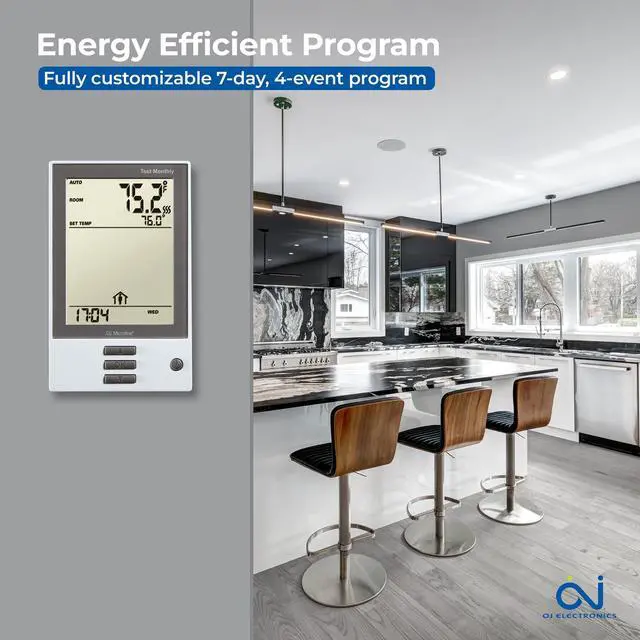 Alt view image 4 of 6 - Thermostat with Built-in GFCI. Programmable Dual Voltage, Dual Sensing, Electric Radiant Floor Heating Thermostat. Includes 2 Floor Sensors, Primary Plus a Backup - Model UDG-4999