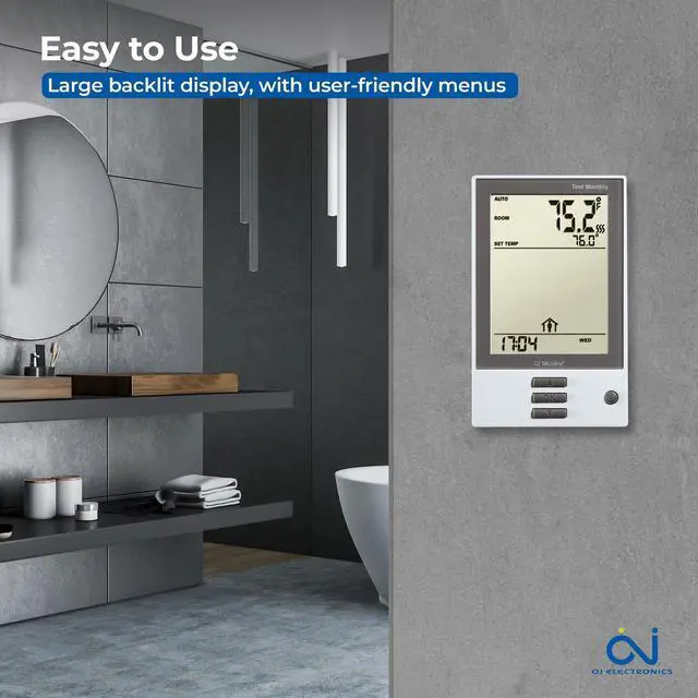 Alt view image 5 of 6 - Thermostat with Built-in GFCI. Programmable Dual Voltage, Dual Sensing, Electric Radiant Floor Heating Thermostat. Includes 2 Floor Sensors, Primary Plus a Backup - Model UDG-4999