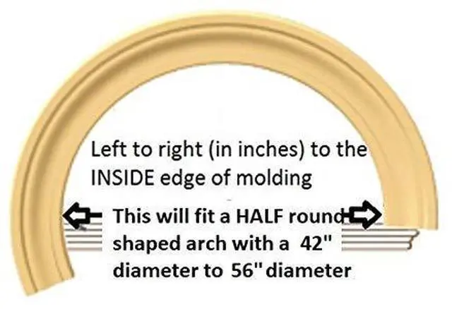 Alt view image 2 of 6 - #97 Adams: Flexible Casing Molding: 1-1/16" Thick x 3-7/16" Wide - PRE Curved to fit Specific Half Round Arches: 42" Diameter up to 56" Diameter